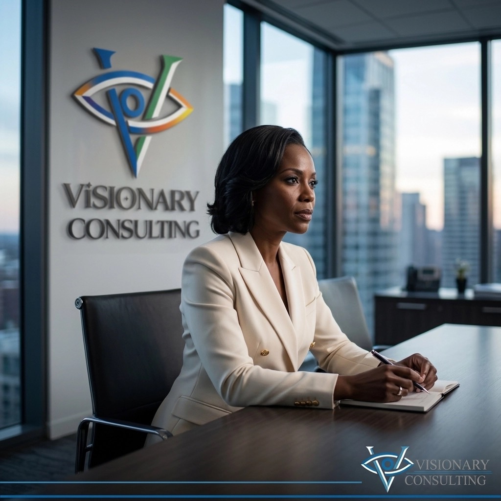 Executive leader in her office