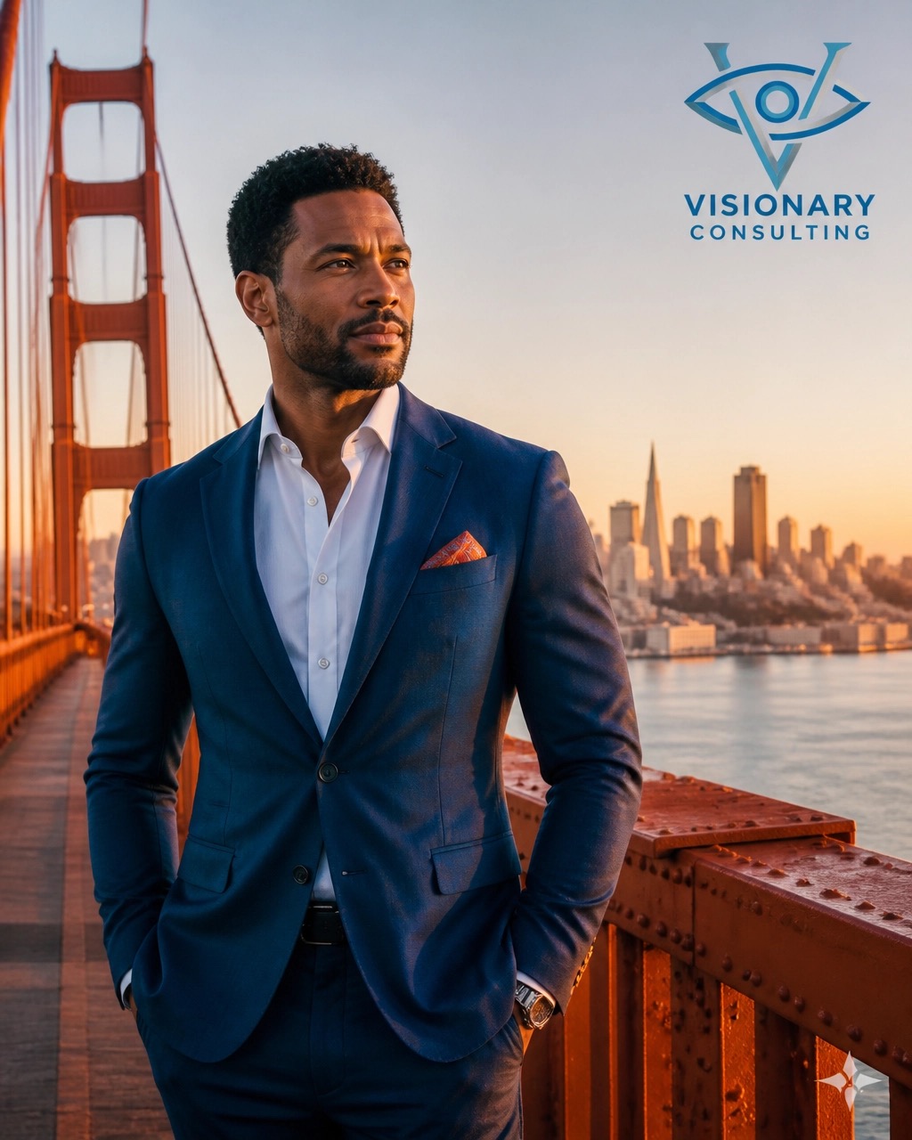 Visionary Consulting's founder overlooking the Golden Gate Bridge